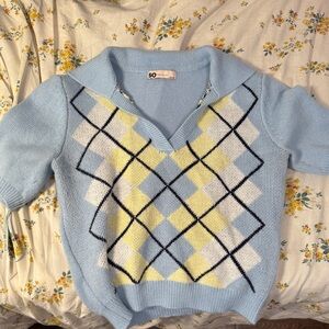 Women's preppy collared crop top